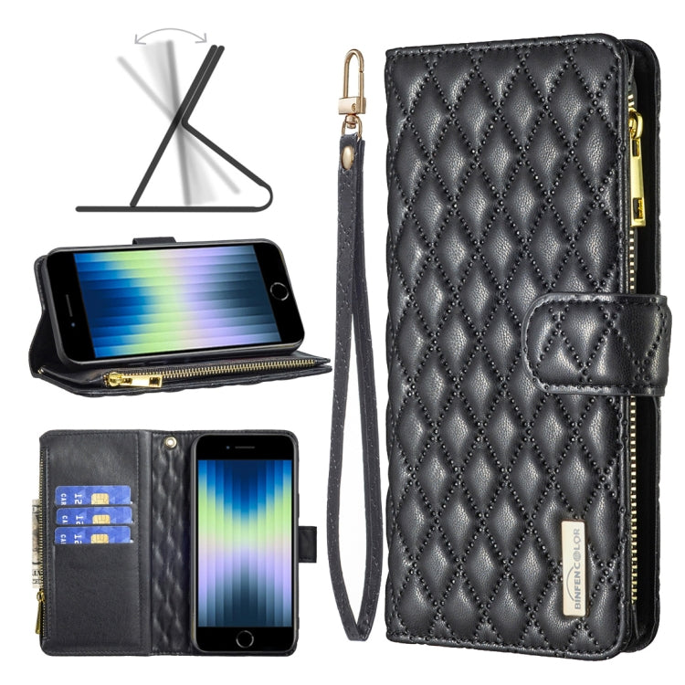 Diamond Lattice Zipper Wallet Leather Flip Phone Case, For iPhone SE 2022 / SE 2020 / 7 / 8, For iPhone 7 Plus / 8 Plus, For iPhone 11 Pro Max