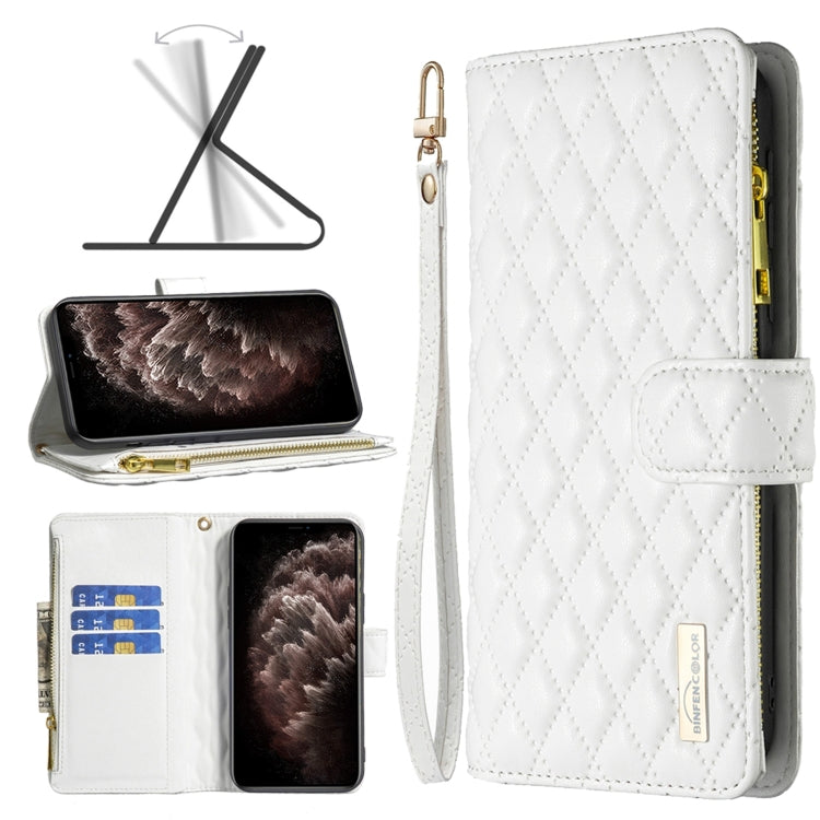 Diamond Lattice Zipper Wallet Leather Flip Phone Case, For iPhone SE 2022 / SE 2020 / 7 / 8, For iPhone 7 Plus / 8 Plus, For iPhone 11 Pro Max