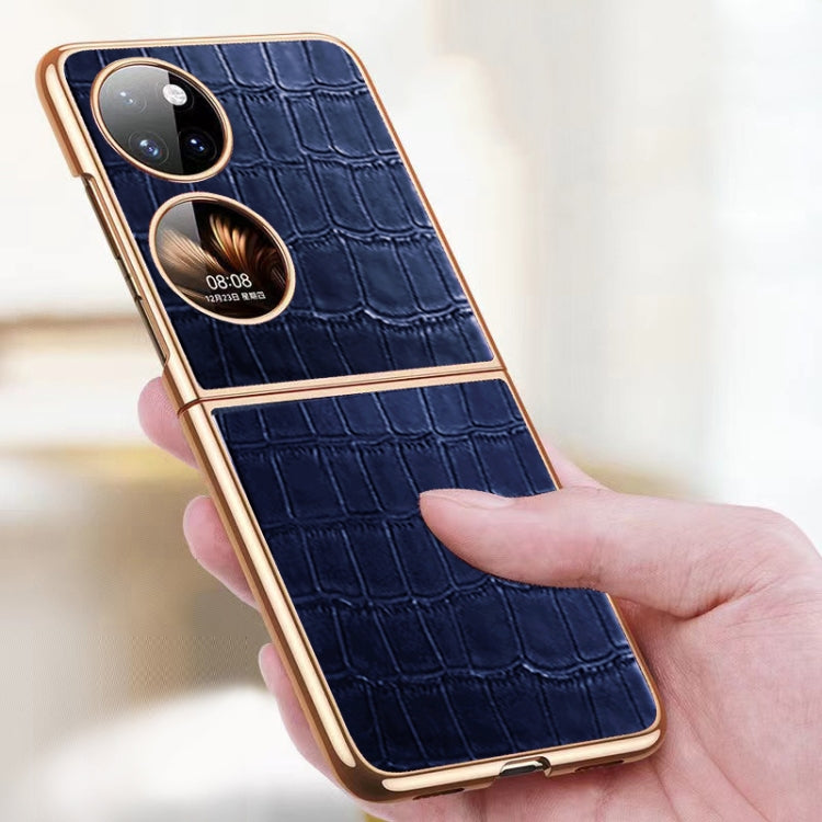 Genuine Leather Crocodile Texture Folding Phone Case, For Huawei P50 Pocket