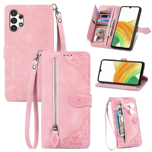 Embossed Flower Shockproof Leather Phone Case, For Samsung Galaxy A13 4G, For Samsung Galaxy A22 4G, For Samsung Galaxy A22 5G, For Samsung Galaxy A32 4G, For Samsung Galaxy A33 5G, For Samsung Galaxy A52 5G, For Samsung Galaxy A52s 5G                 ...