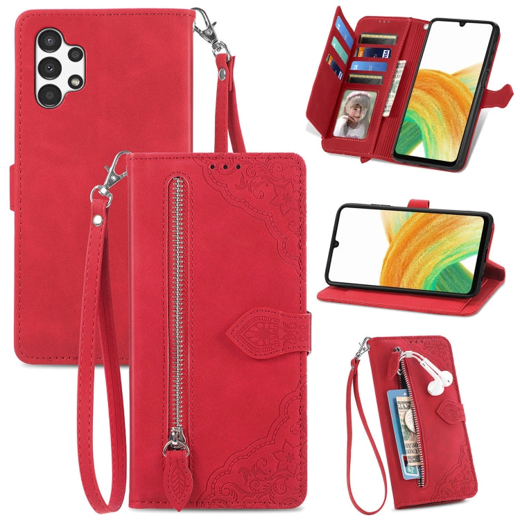 Embossed Flower Shockproof Leather Phone Case, For Samsung Galaxy A13 4G, For Samsung Galaxy A22 4G, For Samsung Galaxy A22 5G, For Samsung Galaxy A32 4G, For Samsung Galaxy A33 5G, For Samsung Galaxy A52 5G, For Samsung Galaxy A52s 5G                 ...