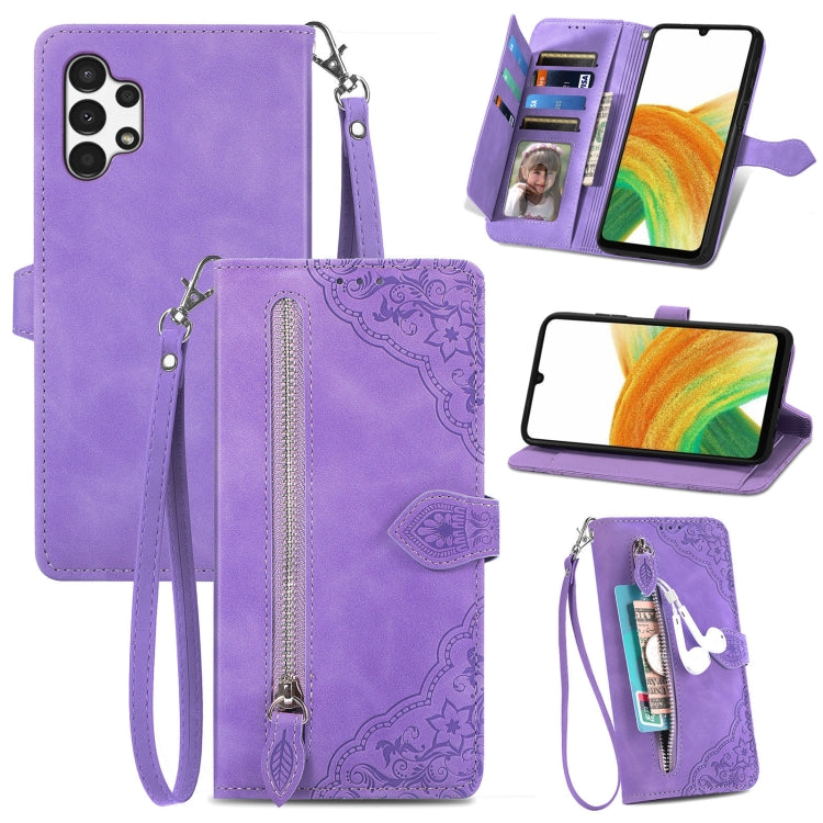 Embossed Flower Shockproof Leather Phone Case, For Samsung Galaxy A13 4G, For Samsung Galaxy A22 4G, For Samsung Galaxy A22 5G, For Samsung Galaxy A32 4G, For Samsung Galaxy A33 5G, For Samsung Galaxy A52 5G, For Samsung Galaxy A52s 5G                 ...