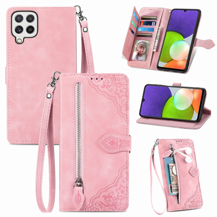 Embossed Flower Shockproof Leather Phone Case, For Samsung Galaxy A13 4G, For Samsung Galaxy A22 4G, For Samsung Galaxy A22 5G, For Samsung Galaxy A32 4G, For Samsung Galaxy A33 5G, For Samsung Galaxy A52 5G, For Samsung Galaxy A52s 5G                 ...