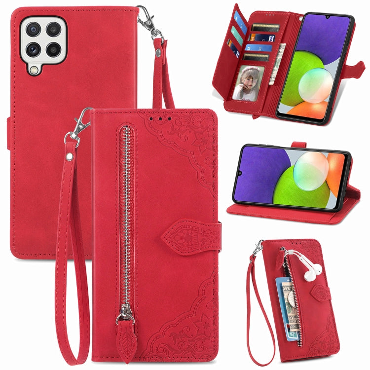 Embossed Flower Shockproof Leather Phone Case, For Samsung Galaxy A13 4G, For Samsung Galaxy A22 4G, For Samsung Galaxy A22 5G, For Samsung Galaxy A32 4G, For Samsung Galaxy A33 5G, For Samsung Galaxy A52 5G, For Samsung Galaxy A52s 5G                 ...