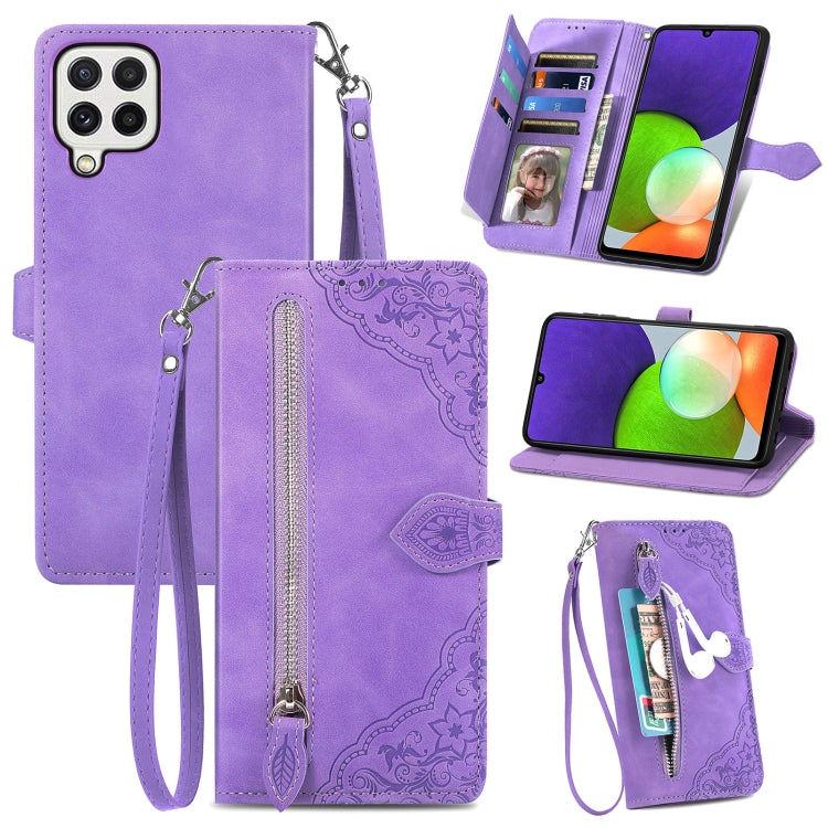 Embossed Flower Shockproof Leather Phone Case, For Samsung Galaxy A13 4G, For Samsung Galaxy A22 4G, For Samsung Galaxy A22 5G, For Samsung Galaxy A32 4G, For Samsung Galaxy A33 5G, For Samsung Galaxy A52 5G, For Samsung Galaxy A52s 5G                 ...