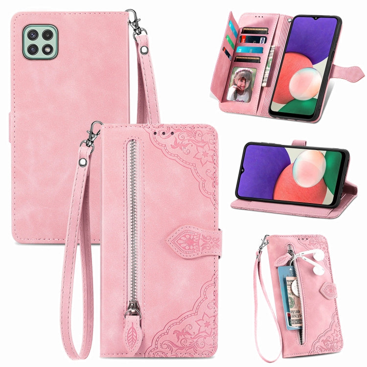 Embossed Flower Shockproof Leather Phone Case, For Samsung Galaxy A13 4G, For Samsung Galaxy A22 4G, For Samsung Galaxy A22 5G, For Samsung Galaxy A32 4G, For Samsung Galaxy A33 5G, For Samsung Galaxy A52 5G, For Samsung Galaxy A52s 5G                 ...