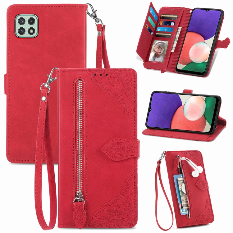 Embossed Flower Shockproof Leather Phone Case, For Samsung Galaxy A13 4G, For Samsung Galaxy A22 4G, For Samsung Galaxy A22 5G, For Samsung Galaxy A32 4G, For Samsung Galaxy A33 5G, For Samsung Galaxy A52 5G, For Samsung Galaxy A52s 5G                 ...