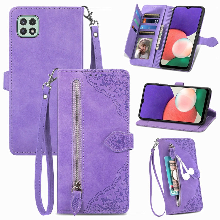 Embossed Flower Shockproof Leather Phone Case, For Samsung Galaxy A13 4G, For Samsung Galaxy A22 4G, For Samsung Galaxy A22 5G, For Samsung Galaxy A32 4G, For Samsung Galaxy A33 5G, For Samsung Galaxy A52 5G, For Samsung Galaxy A52s 5G                 ...
