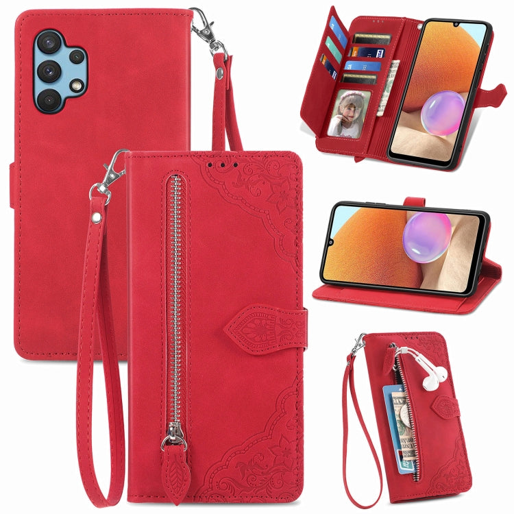 Embossed Flower Shockproof Leather Phone Case, For Samsung Galaxy A13 4G, For Samsung Galaxy A22 4G, For Samsung Galaxy A22 5G, For Samsung Galaxy A32 4G, For Samsung Galaxy A33 5G, For Samsung Galaxy A52 5G, For Samsung Galaxy A52s 5G                 ...