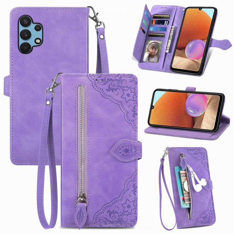 Embossed Flower Shockproof Leather Phone Case, For Samsung Galaxy A13 4G, For Samsung Galaxy A22 4G, For Samsung Galaxy A22 5G, For Samsung Galaxy A32 4G, For Samsung Galaxy A33 5G, For Samsung Galaxy A52 5G, For Samsung Galaxy A52s 5G                 ...