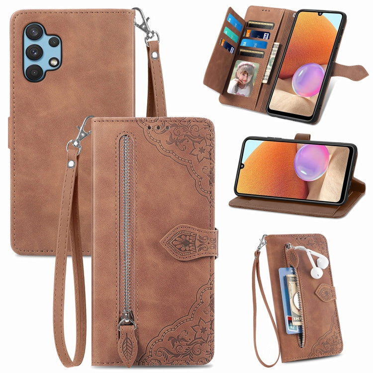 Embossed Flower Shockproof Leather Phone Case, For Samsung Galaxy A13 4G, For Samsung Galaxy A22 4G, For Samsung Galaxy A22 5G, For Samsung Galaxy A32 4G, For Samsung Galaxy A33 5G, For Samsung Galaxy A52 5G, For Samsung Galaxy A52s 5G                 ...