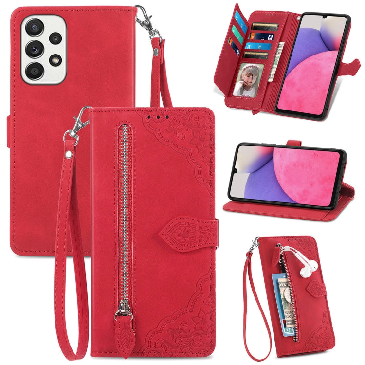 Embossed Flower Shockproof Leather Phone Case, For Samsung Galaxy A13 4G, For Samsung Galaxy A22 4G, For Samsung Galaxy A22 5G, For Samsung Galaxy A32 4G, For Samsung Galaxy A33 5G, For Samsung Galaxy A52 5G, For Samsung Galaxy A52s 5G                 ...