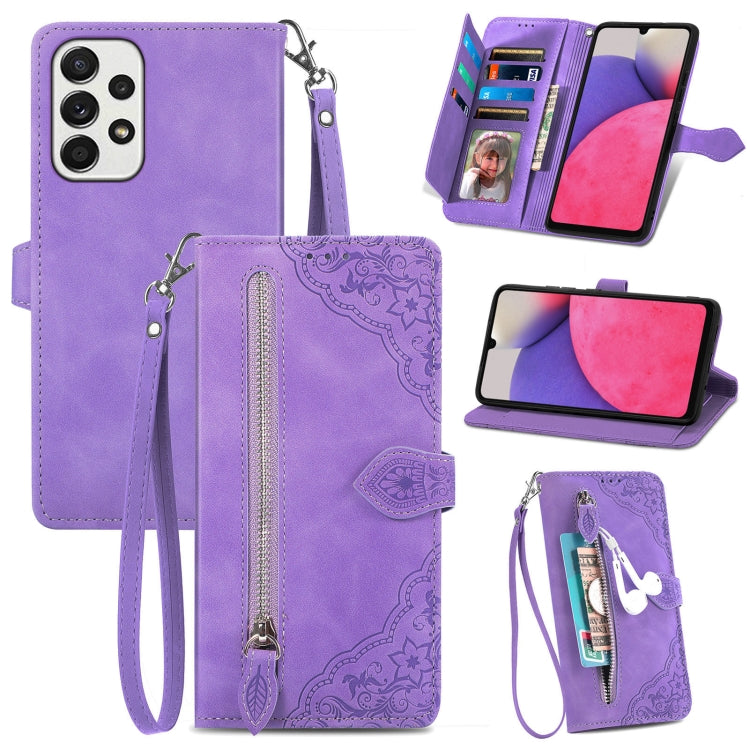 Embossed Flower Shockproof Leather Phone Case, For Samsung Galaxy A13 4G, For Samsung Galaxy A22 4G, For Samsung Galaxy A22 5G, For Samsung Galaxy A32 4G, For Samsung Galaxy A33 5G, For Samsung Galaxy A52 5G, For Samsung Galaxy A52s 5G                 ...