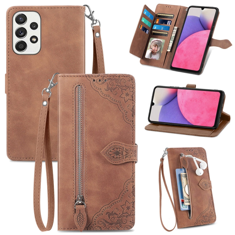 Embossed Flower Shockproof Leather Phone Case, For Samsung Galaxy A13 4G, For Samsung Galaxy A22 4G, For Samsung Galaxy A22 5G, For Samsung Galaxy A32 4G, For Samsung Galaxy A33 5G, For Samsung Galaxy A52 5G, For Samsung Galaxy A52s 5G                 ...