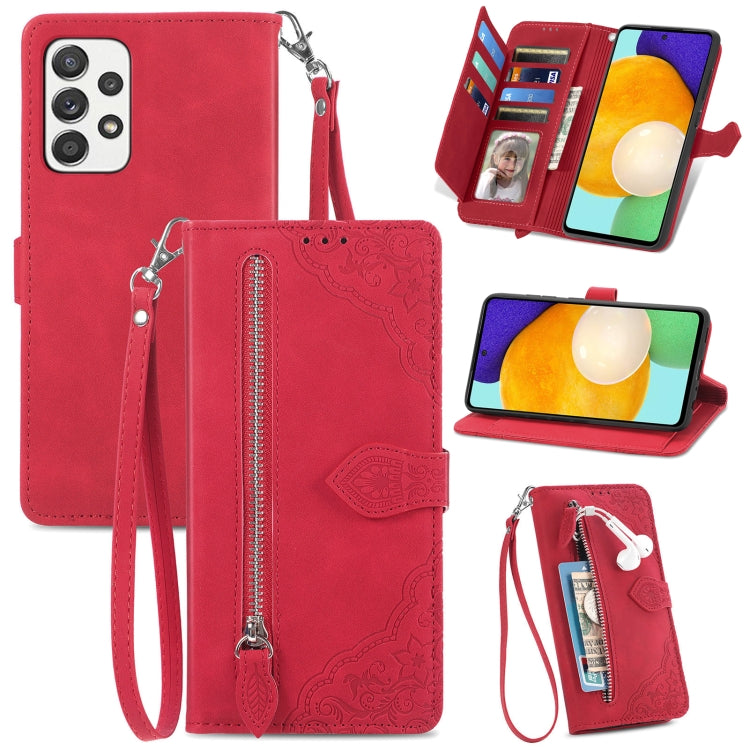 Embossed Flower Shockproof Leather Phone Case, For Samsung Galaxy A13 4G, For Samsung Galaxy A22 4G, For Samsung Galaxy A22 5G, For Samsung Galaxy A32 4G, For Samsung Galaxy A33 5G, For Samsung Galaxy A52 5G, For Samsung Galaxy A52s 5G                 ...