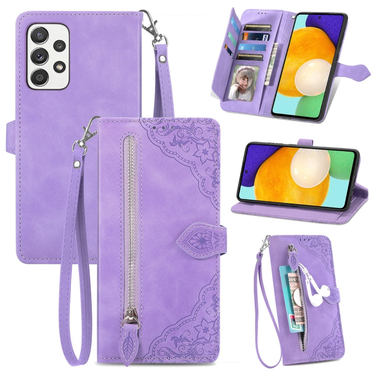 Embossed Flower Shockproof Leather Phone Case, For Samsung Galaxy A13 4G, For Samsung Galaxy A22 4G, For Samsung Galaxy A22 5G, For Samsung Galaxy A32 4G, For Samsung Galaxy A33 5G, For Samsung Galaxy A52 5G, For Samsung Galaxy A52s 5G                 ...
