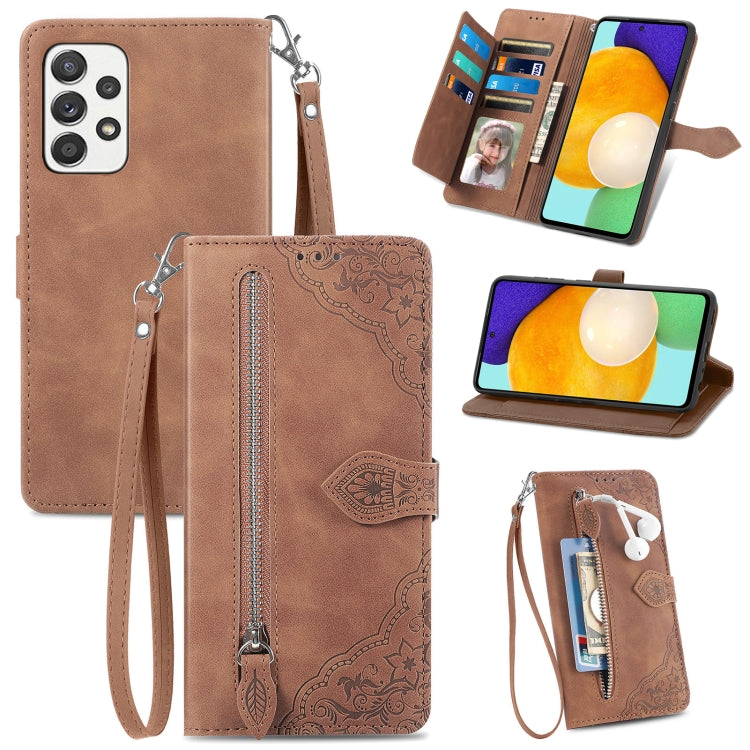 Embossed Flower Shockproof Leather Phone Case, For Samsung Galaxy A13 4G, For Samsung Galaxy A22 4G, For Samsung Galaxy A22 5G, For Samsung Galaxy A32 4G, For Samsung Galaxy A33 5G, For Samsung Galaxy A52 5G, For Samsung Galaxy A52s 5G                 ...