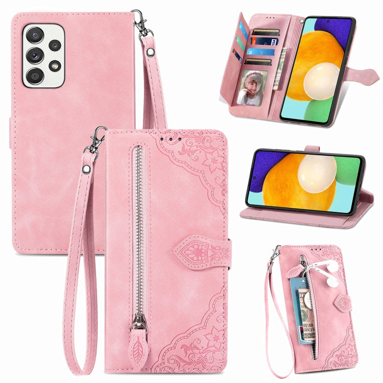 Embossed Flower Shockproof Leather Phone Case, For Samsung Galaxy A13 4G, For Samsung Galaxy A22 4G, For Samsung Galaxy A22 5G, For Samsung Galaxy A32 4G, For Samsung Galaxy A33 5G, For Samsung Galaxy A52 5G, For Samsung Galaxy A52s 5G                 ...