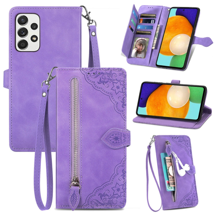 Embossed Flower Shockproof Leather Phone Case, For Samsung Galaxy A13 4G, For Samsung Galaxy A22 4G, For Samsung Galaxy A22 5G, For Samsung Galaxy A32 4G, For Samsung Galaxy A33 5G, For Samsung Galaxy A52 5G, For Samsung Galaxy A52s 5G                 ...