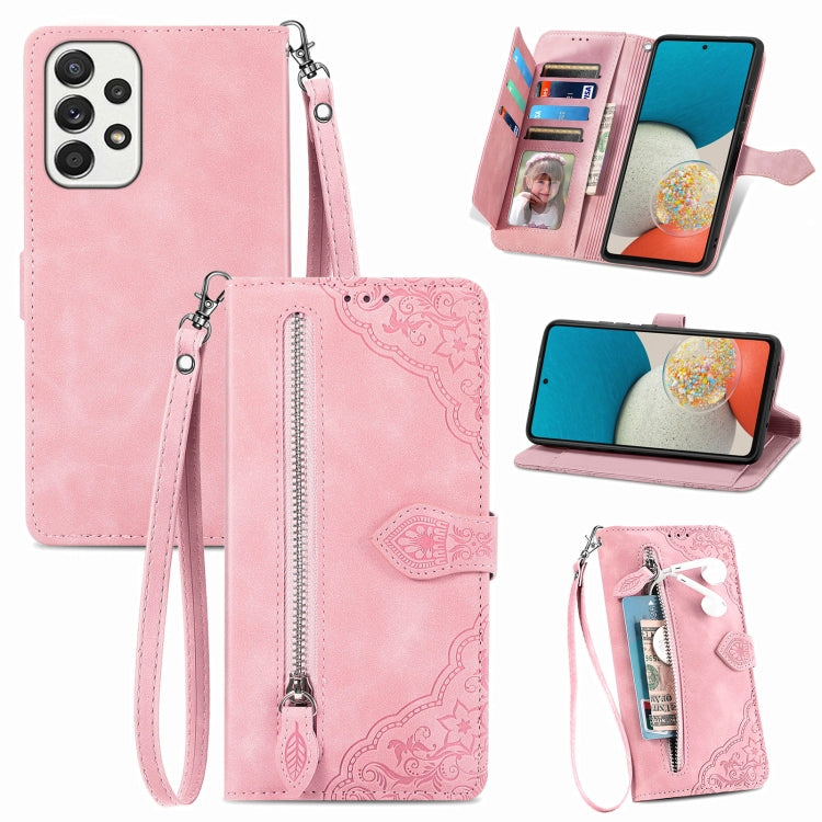Embossed Flower Shockproof Leather Phone Case, For Samsung Galaxy A13 4G, For Samsung Galaxy A22 4G, For Samsung Galaxy A22 5G, For Samsung Galaxy A32 4G, For Samsung Galaxy A33 5G, For Samsung Galaxy A52 5G, For Samsung Galaxy A52s 5G                 ...