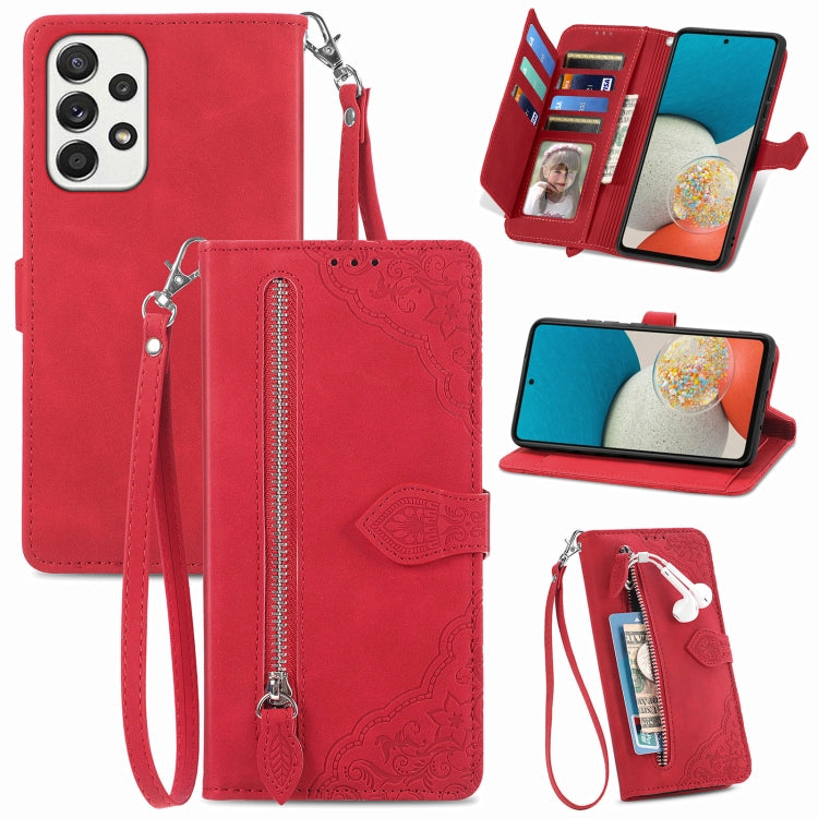 Embossed Flower Shockproof Leather Phone Case, For Samsung Galaxy A13 4G, For Samsung Galaxy A22 4G, For Samsung Galaxy A22 5G, For Samsung Galaxy A32 4G, For Samsung Galaxy A33 5G, For Samsung Galaxy A52 5G, For Samsung Galaxy A52s 5G                 ...