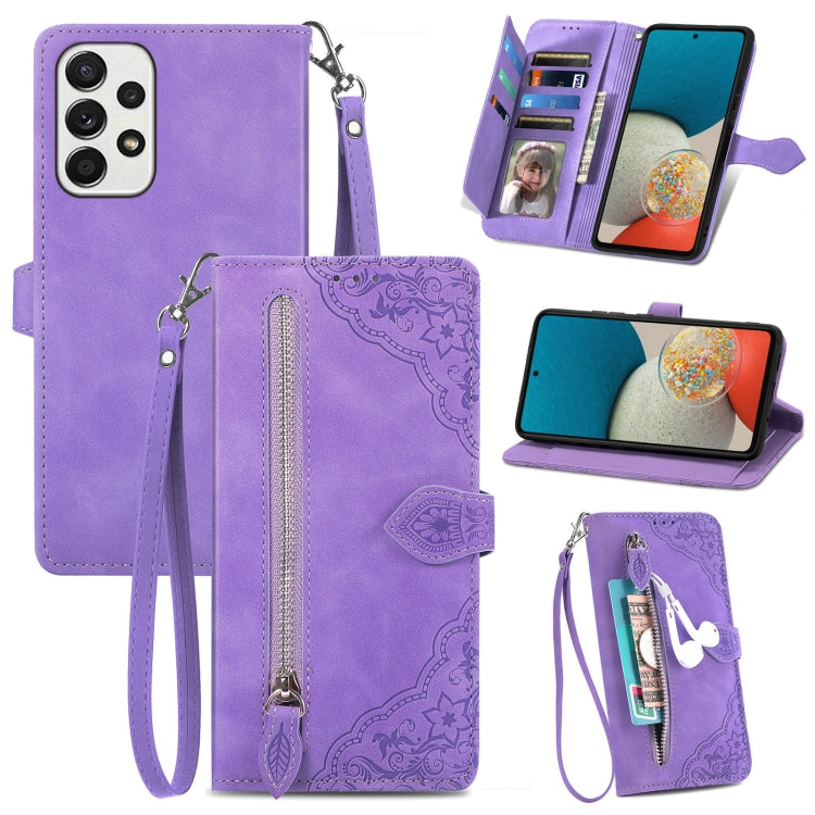 Embossed Flower Shockproof Leather Phone Case, For Samsung Galaxy A13 4G, For Samsung Galaxy A22 4G, For Samsung Galaxy A22 5G, For Samsung Galaxy A32 4G, For Samsung Galaxy A33 5G, For Samsung Galaxy A52 5G, For Samsung Galaxy A52s 5G                 ...