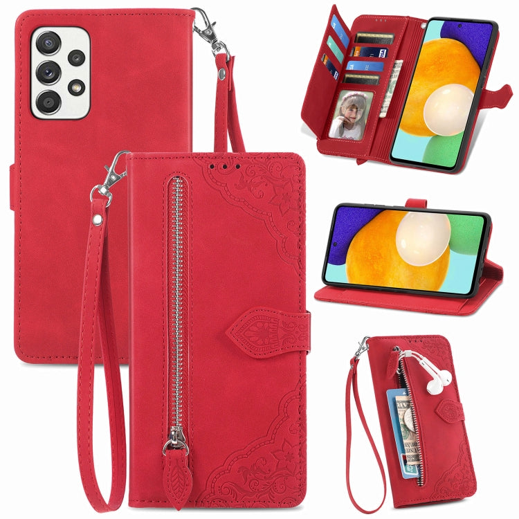Embossed Flower Shockproof Leather Phone Case, For Samsung Galaxy A13 4G, For Samsung Galaxy A22 4G, For Samsung Galaxy A22 5G, For Samsung Galaxy A32 4G, For Samsung Galaxy A33 5G, For Samsung Galaxy A52 5G, For Samsung Galaxy A52s 5G                 ...
