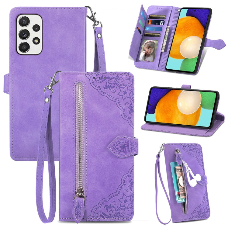 Embossed Flower Shockproof Leather Phone Case, For Samsung Galaxy A13 4G, For Samsung Galaxy A22 4G, For Samsung Galaxy A22 5G, For Samsung Galaxy A32 4G, For Samsung Galaxy A33 5G, For Samsung Galaxy A52 5G, For Samsung Galaxy A52s 5G                 ...