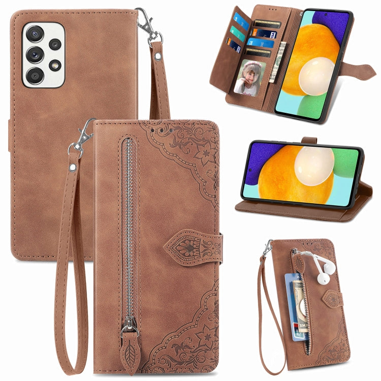 Embossed Flower Shockproof Leather Phone Case, For Samsung Galaxy A13 4G, For Samsung Galaxy A22 4G, For Samsung Galaxy A22 5G, For Samsung Galaxy A32 4G, For Samsung Galaxy A33 5G, For Samsung Galaxy A52 5G, For Samsung Galaxy A52s 5G                 ...