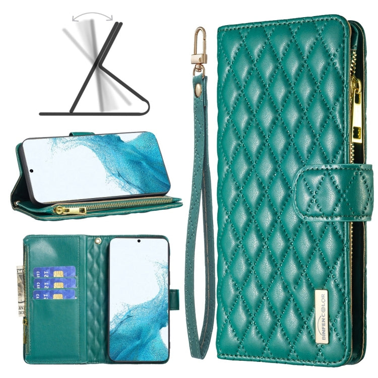 Diamond Lattice Zipper Wallet Leather Flip Phone Case, For Samsung Galaxy S22 5G, For Samsung Galaxy S22+ 5G, For Samsung Galaxy S22 Ultra 5G, For Samsung Galaxy S21 5G, For Samsung Galaxy S21+ 5G, For Samsung Galaxy S21 Ultra 5G                       ...