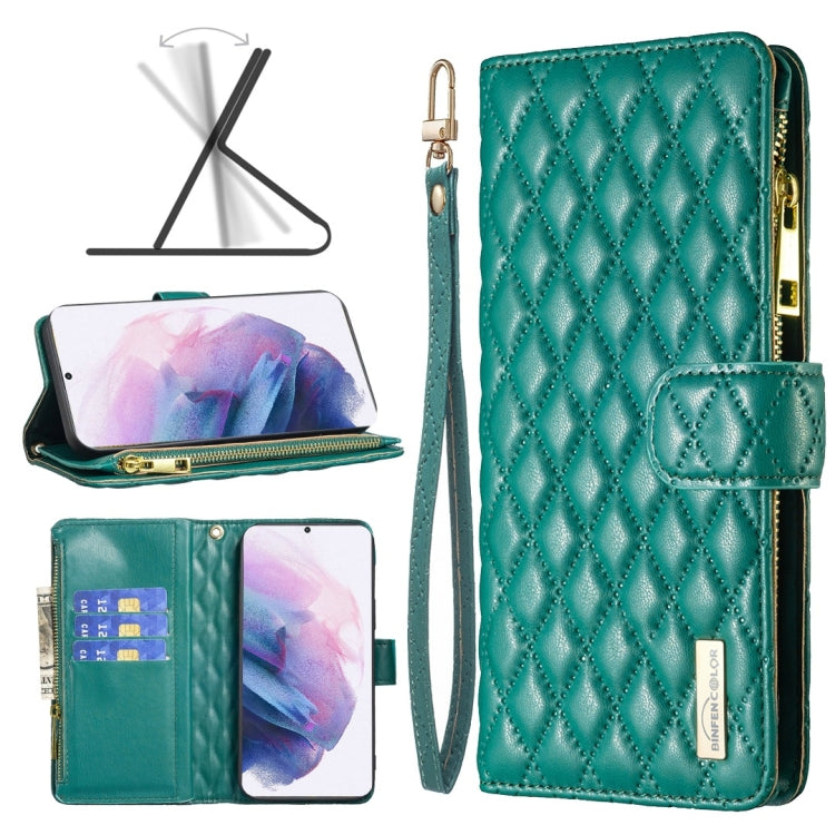 Diamond Lattice Zipper Wallet Leather Flip Phone Case, For Samsung Galaxy S22 5G, For Samsung Galaxy S22+ 5G, For Samsung Galaxy S22 Ultra 5G, For Samsung Galaxy S21 5G, For Samsung Galaxy S21+ 5G, For Samsung Galaxy S21 Ultra 5G                       ...
