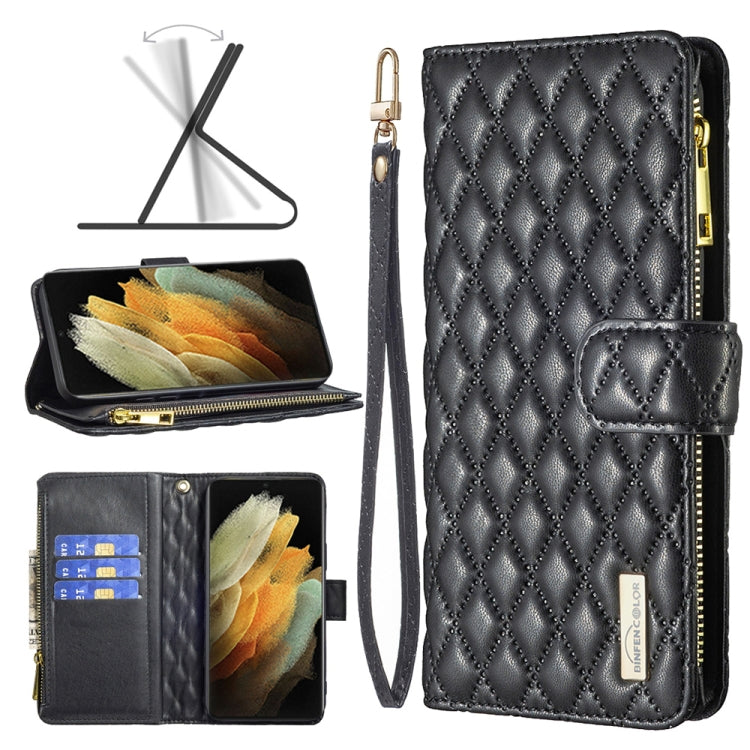 Diamond Lattice Zipper Wallet Leather Flip Phone Case, For Samsung Galaxy S22 5G, For Samsung Galaxy S22+ 5G, For Samsung Galaxy S22 Ultra 5G, For Samsung Galaxy S21 5G, For Samsung Galaxy S21+ 5G, For Samsung Galaxy S21 Ultra 5G                       ...