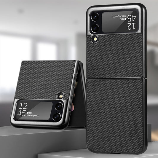 Fiber Texture Fold Shockproof Phone Case, For Samsung Galaxy Z Flip4
