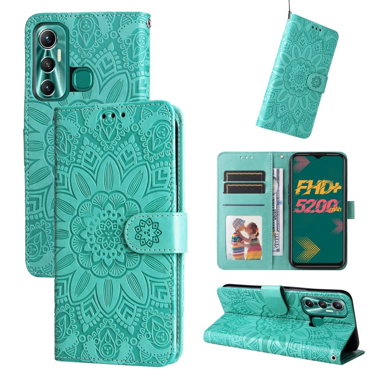 Embossed Sunflower Leather Phone Case, For Infinix Hot 11s NFC, For Infinix Hot 11, For Infinix Hot 11s, For Infinix Hot 12i, For Infinix Smart 5