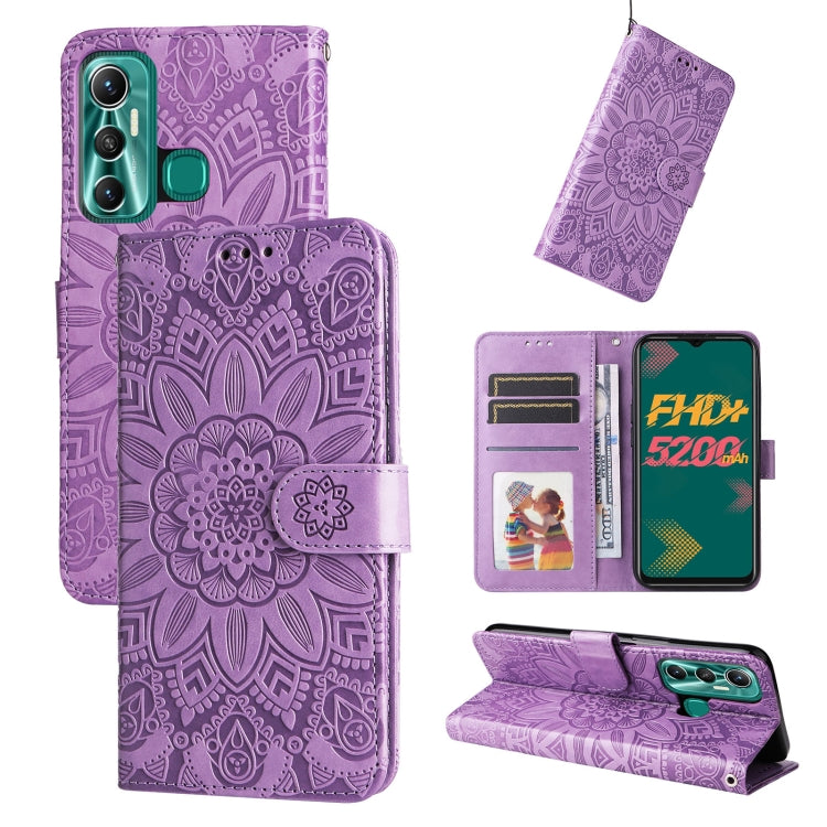 Embossed Sunflower Leather Phone Case, For Infinix Hot 11s NFC, For Infinix Hot 11, For Infinix Hot 11s, For Infinix Hot 12i, For Infinix Smart 5