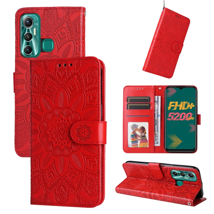 Embossed Sunflower Leather Phone Case, For Infinix Hot 11s NFC, For Infinix Hot 11, For Infinix Hot 11s, For Infinix Hot 12i, For Infinix Smart 5