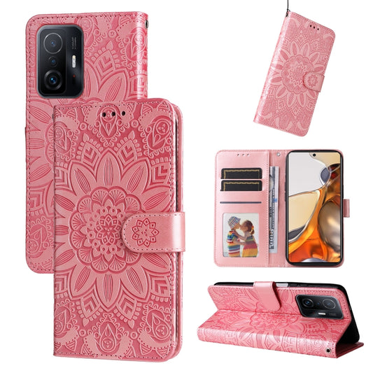 Embossed Sunflower Leather Phone Case, For Xiaomi 11T / 11T Pro, For Xiaomi 12 Lite, For Xiaomi 12 Pro, For Xiaomi 12 / 12X, For Xiaomi Poco M3 / Redmi 9T / Redmi 9 Power, For Xiaomi Poco X3 NFC
