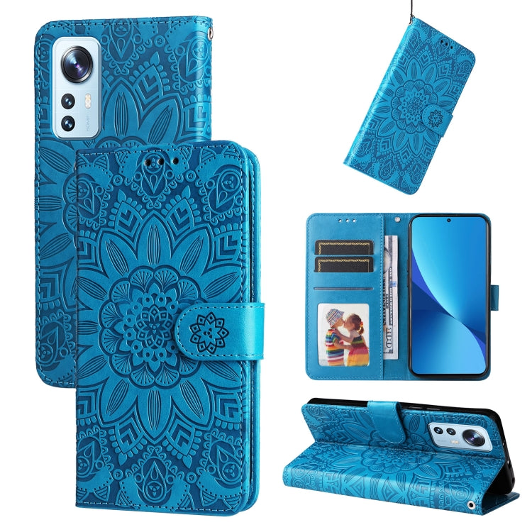 Embossed Sunflower Leather Phone Case, For Xiaomi 11T / 11T Pro, For Xiaomi 12 Lite, For Xiaomi 12 Pro, For Xiaomi 12 / 12X, For Xiaomi Poco M3 / Redmi 9T / Redmi 9 Power, For Xiaomi Poco X3 NFC