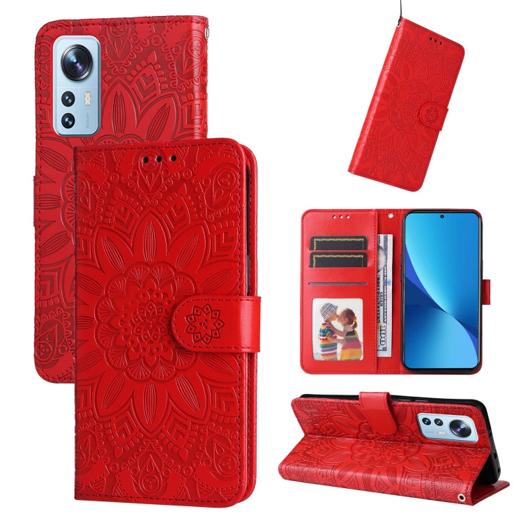 Embossed Sunflower Leather Phone Case, For Xiaomi 11T / 11T Pro, For Xiaomi 12 Lite, For Xiaomi 12 Pro, For Xiaomi 12 / 12X, For Xiaomi Poco M3 / Redmi 9T / Redmi 9 Power, For Xiaomi Poco X3 NFC