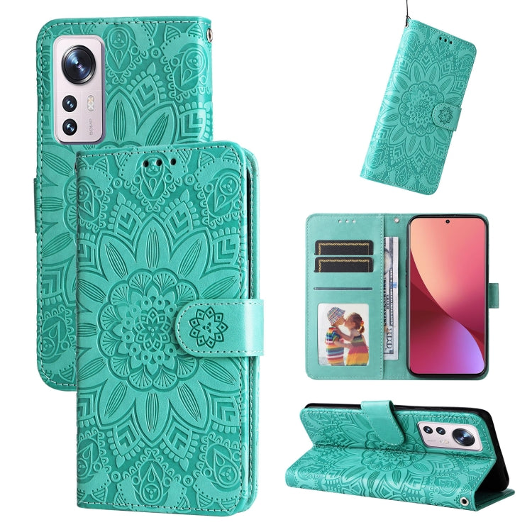 Embossed Sunflower Leather Phone Case, For Xiaomi 11T / 11T Pro, For Xiaomi 12 Lite, For Xiaomi 12 Pro, For Xiaomi 12 / 12X, For Xiaomi Poco M3 / Redmi 9T / Redmi 9 Power, For Xiaomi Poco X3 NFC