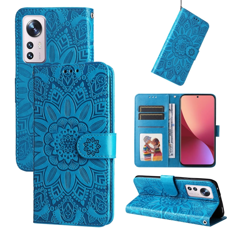 Embossed Sunflower Leather Phone Case, For Xiaomi 11T / 11T Pro, For Xiaomi 12 Lite, For Xiaomi 12 Pro, For Xiaomi 12 / 12X, For Xiaomi Poco M3 / Redmi 9T / Redmi 9 Power, For Xiaomi Poco X3 NFC