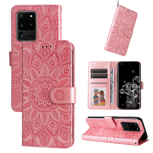 Embossed Sunflower Leather Phone Case, For Samsung Galaxy S20 Ultra, For Samsung Galaxy S20 FE / S20 FE 5G, For Samsung Galaxy S10, For Samsung Galaxy S10+, For Samsung Galaxy S10e, For Samsung Galaxy A03 EU 166mm, For Samsung Galaxy A03 Global 164mm  ...