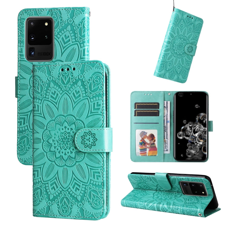 Embossed Sunflower Leather Phone Case, For Samsung Galaxy S20 Ultra, For Samsung Galaxy S20 FE / S20 FE 5G, For Samsung Galaxy S10, For Samsung Galaxy S10+, For Samsung Galaxy S10e, For Samsung Galaxy A03 EU 166mm, For Samsung Galaxy A03 Global 164mm  ...