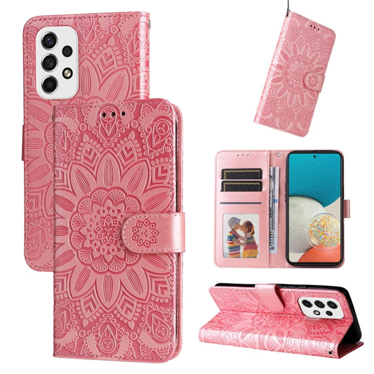 Embossed Sunflower Leather Phone Case, For Samsung Galaxy A53 5G, For Samsung Galaxy A73 5G, For Samsung Galaxy M33 5G Global, For Samsung Galaxy M52 5G, For Samsung Galaxy M53 5G