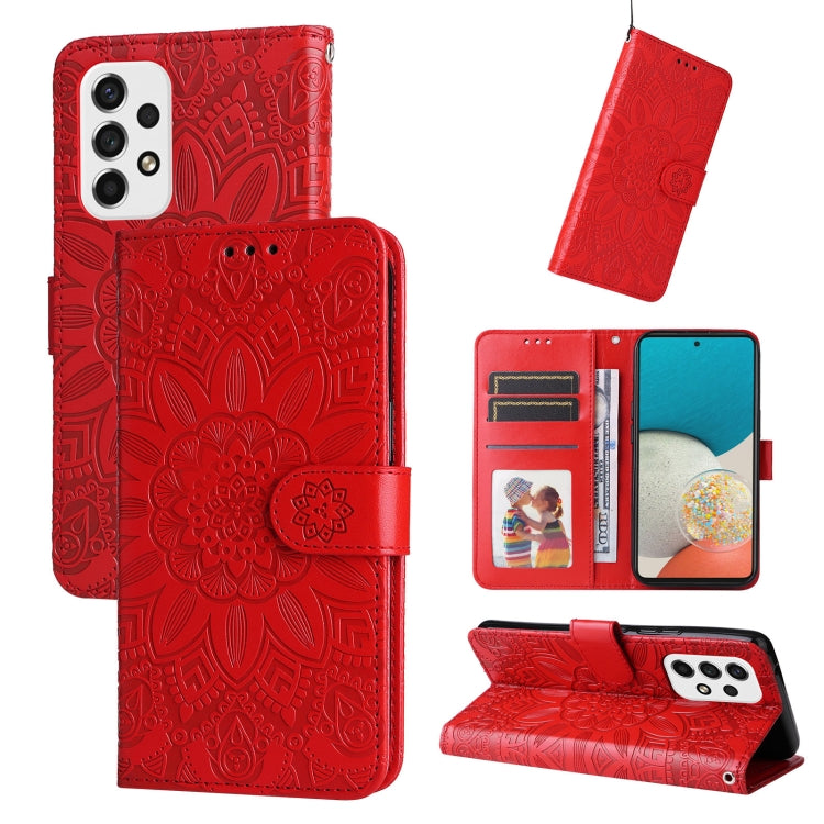Embossed Sunflower Leather Phone Case, For Samsung Galaxy A53 5G, For Samsung Galaxy A73 5G, For Samsung Galaxy M33 5G Global, For Samsung Galaxy M52 5G, For Samsung Galaxy M53 5G