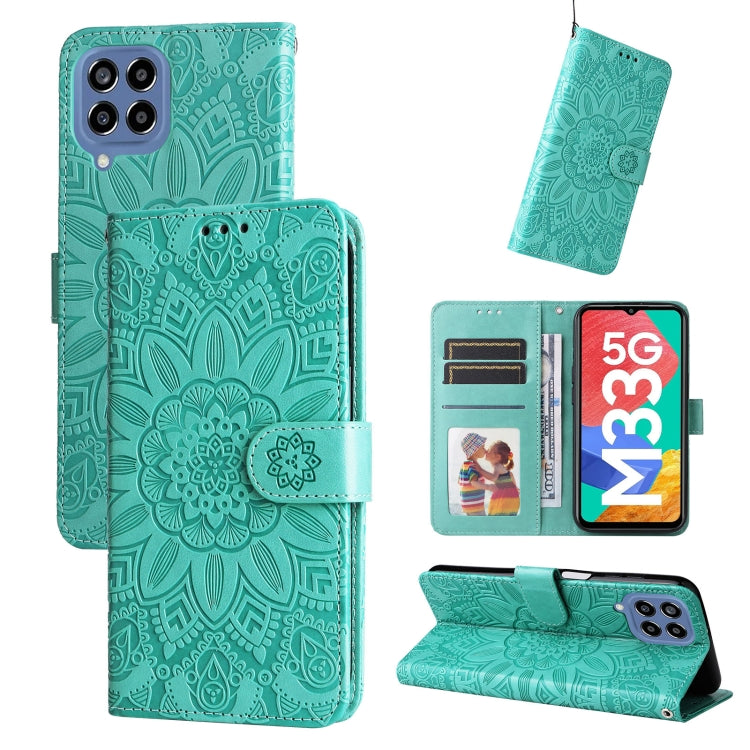 Embossed Sunflower Leather Phone Case, For Samsung Galaxy A53 5G, For Samsung Galaxy A73 5G, For Samsung Galaxy M33 5G Global, For Samsung Galaxy M52 5G, For Samsung Galaxy M53 5G