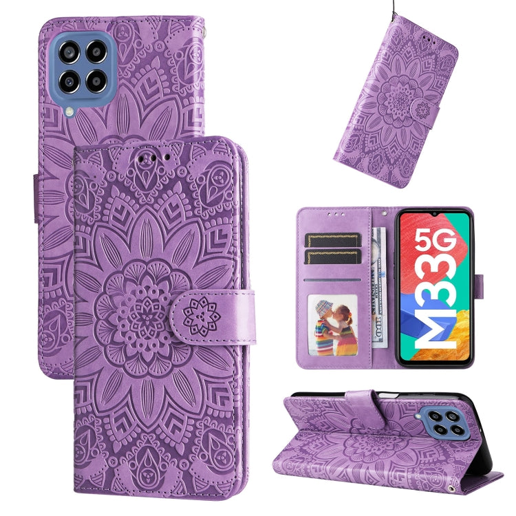 Embossed Sunflower Leather Phone Case, For Samsung Galaxy A53 5G, For Samsung Galaxy A73 5G, For Samsung Galaxy M33 5G Global, For Samsung Galaxy M52 5G, For Samsung Galaxy M53 5G