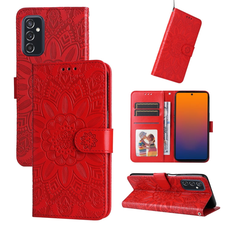 Embossed Sunflower Leather Phone Case, For Samsung Galaxy A53 5G, For Samsung Galaxy A73 5G, For Samsung Galaxy M33 5G Global, For Samsung Galaxy M52 5G, For Samsung Galaxy M53 5G