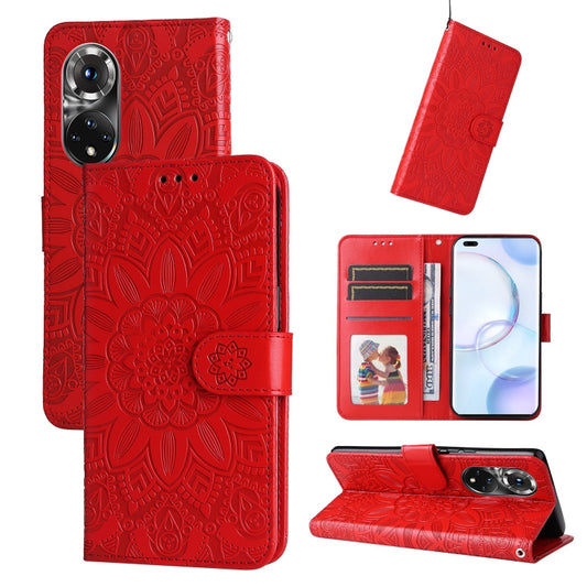 Embossed Sunflower Leather Phone Case, For Honor 50 Pro / Huawei nova 9 Pro, For Honor 50 Lite / Honor X20, For Honor 50 SE / Huawei nova 9 SE, For Honor 50 / Huawei nova 9, For Honor Magic4 / Magic4 Pro, For Honor X7 / Honor Play 30, For Honor X8 / X3...