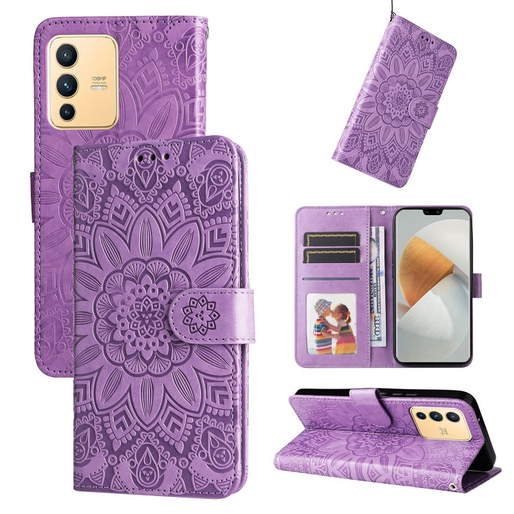 Embossed Sunflower Leather Phone Case, For vivo S12 Pro / V23 Pro, For vivo S12 / V23 5G, For vivo Y15s 2021 / Y15a / Y10 4G, For vivo Y20, For vivo Y21 2021 / Y21s / Y33s, For vivo Y55 5G / Y75 5G / T1 5G, For vivo Y76s / Y76 5G